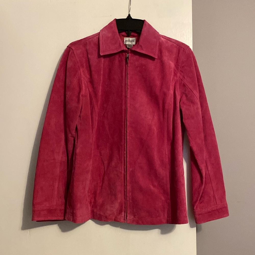 Chico’s Flagstaff Hot Pink Suede Jacket